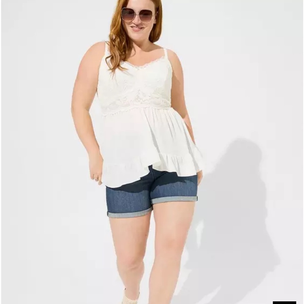 Torrid Babydoll Crinkle Washable Gauze & Lace Tank Plus Size 2